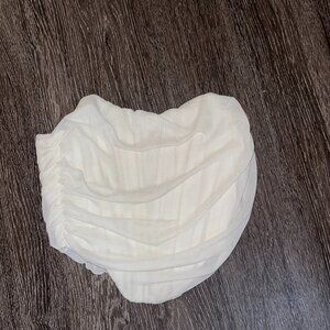 White Strapless Rouched Crop Top